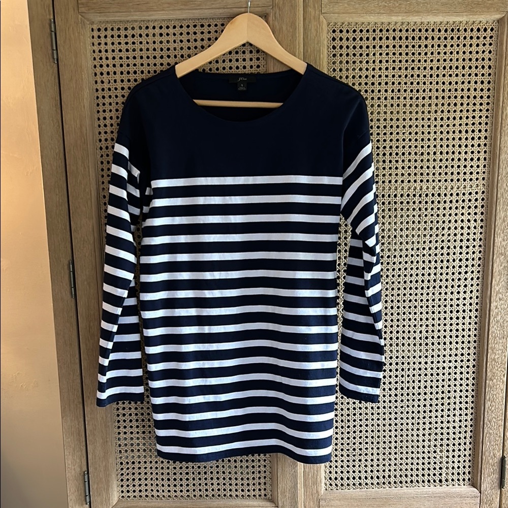 J.Crew Mariner Cloth Striped Long Sleeve Top small navy white